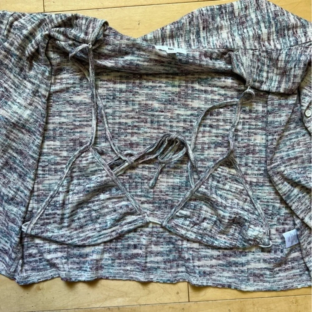 NWT BP. Button Up Shirt & Bralette set, space dyed, blue purple marl, size 2X‎